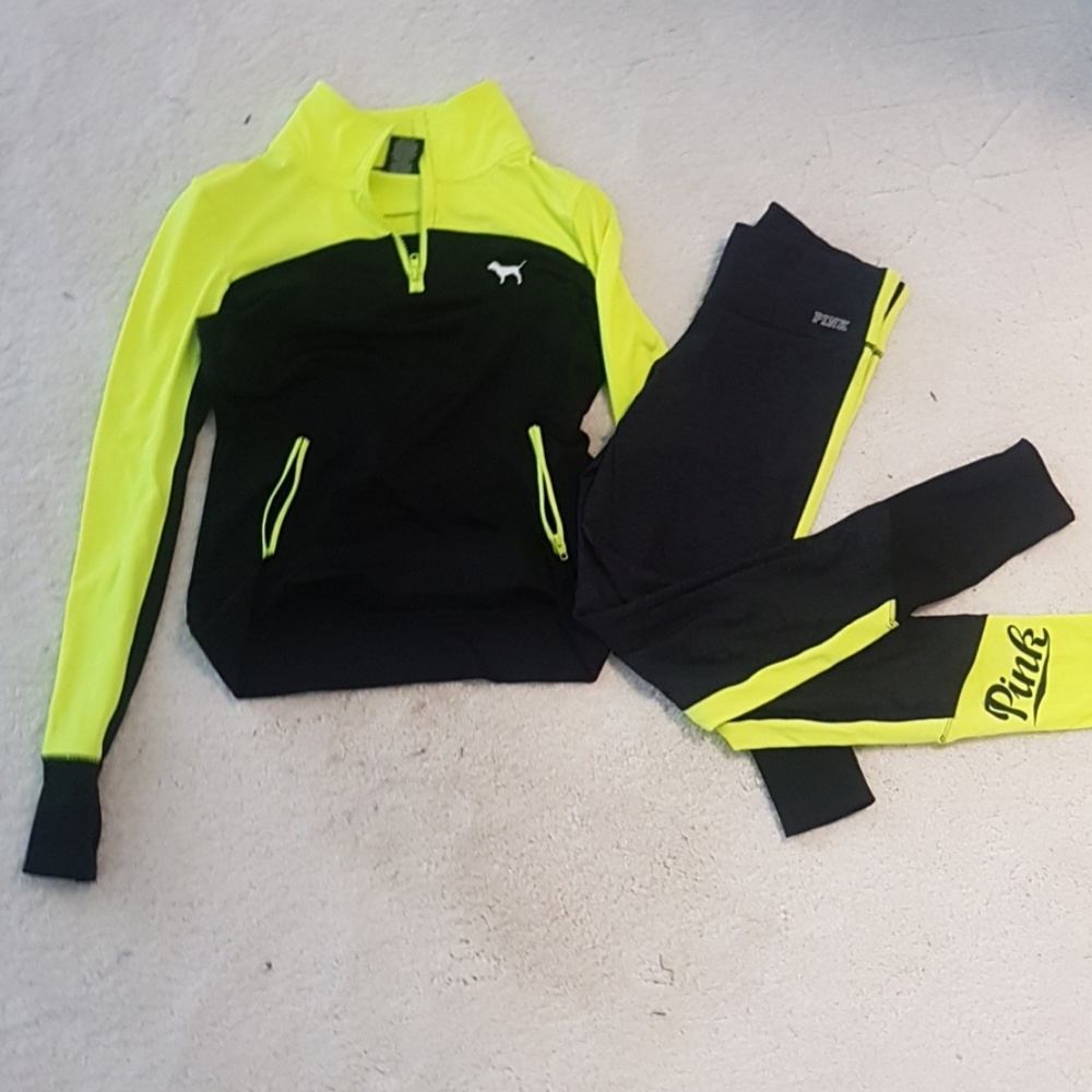 PINK Victoria secret leggings/zip up track outfit